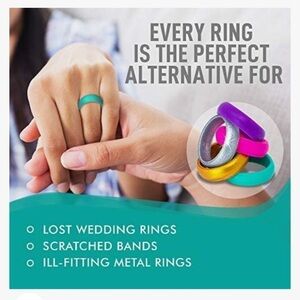NEWEveryRing Women Silicone Wedding Band or Engagement Ring | Pack of 5 Active